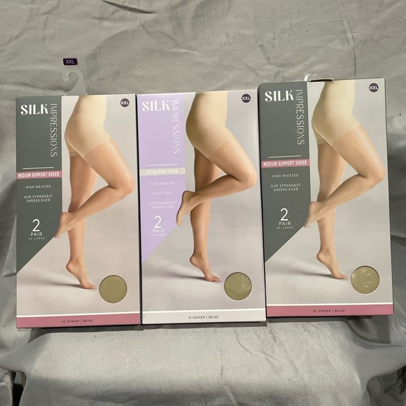 Impressions Silk Sheer Tights - Nude, Lavender, Gray - Picture 1 of 7